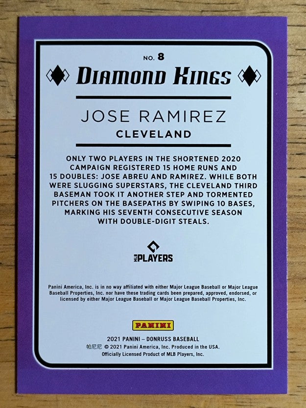 2021 Donruss #8 Jose Ramirez DK