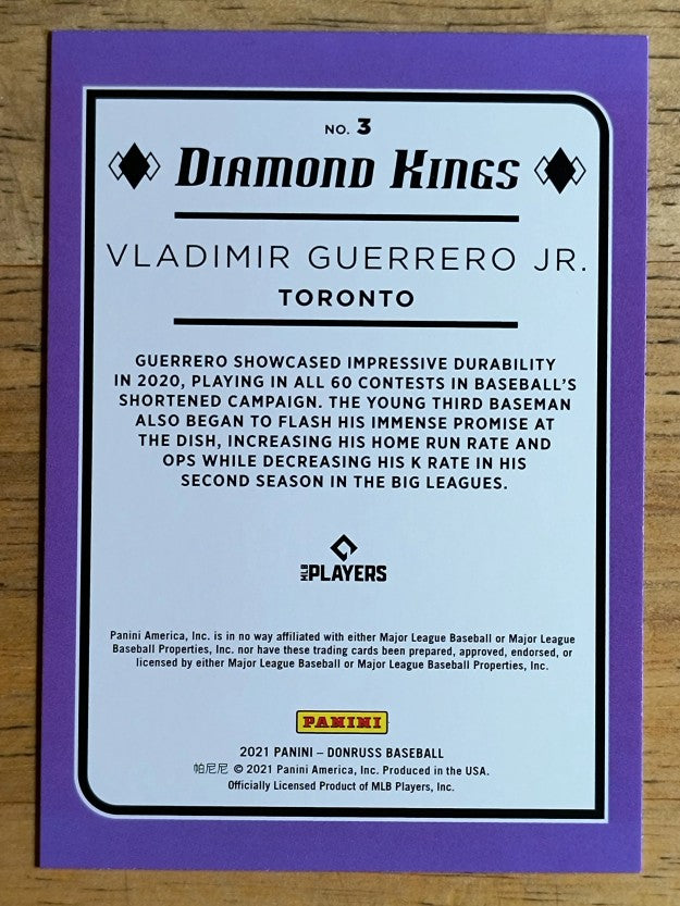 2021 Donruss #3 Vladimir Guerrero Jr. DK