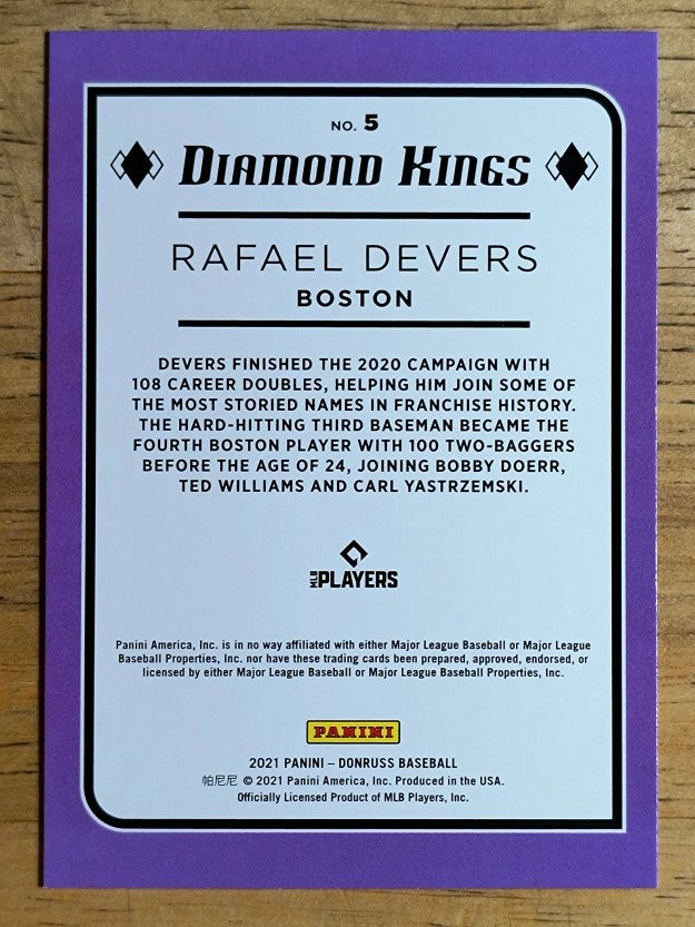 2021 Donruss #5 Rafael Devers DK