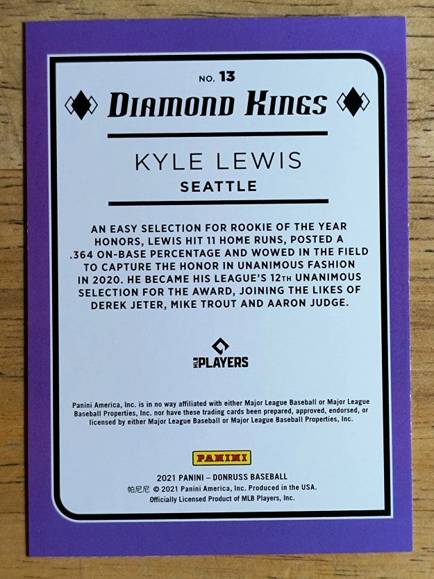2021 Donruss #13 Kyle Lewis DK