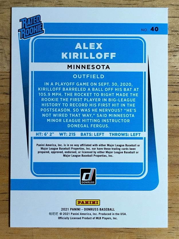 2021 Donruss #40 Alex Kirilloff RR RC