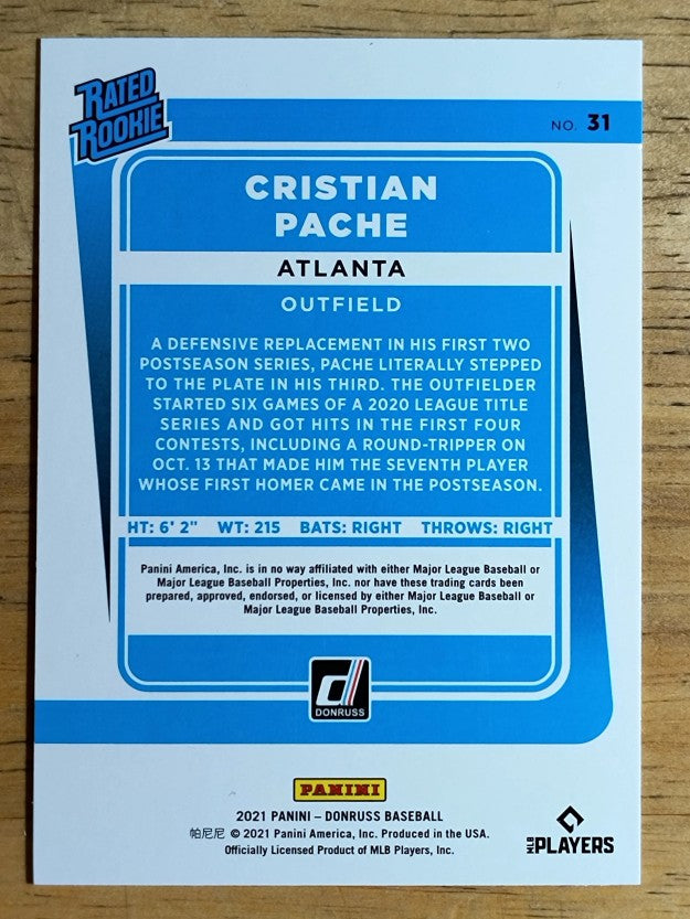 2021 Donruss #31 Cristian Pache RR RC