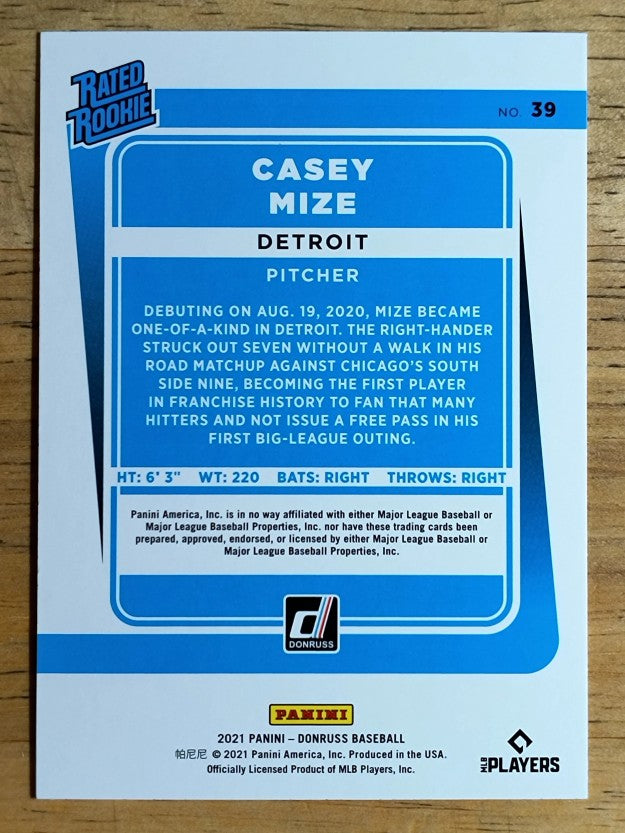 2021 Donruss #39 Casey Mize RR RC