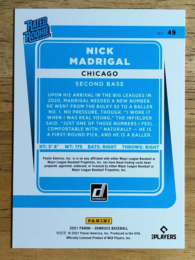 2021 Donruss #49 Nick Madrigal RR RC