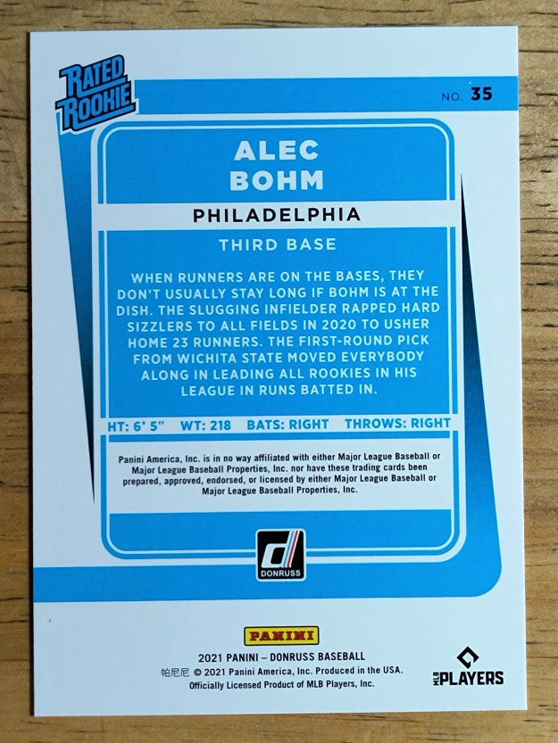2021 Donruss #35 Alec Bohm RR RC