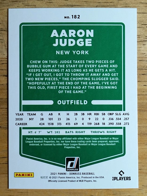 2021 Donruss #182 Aaron Judge