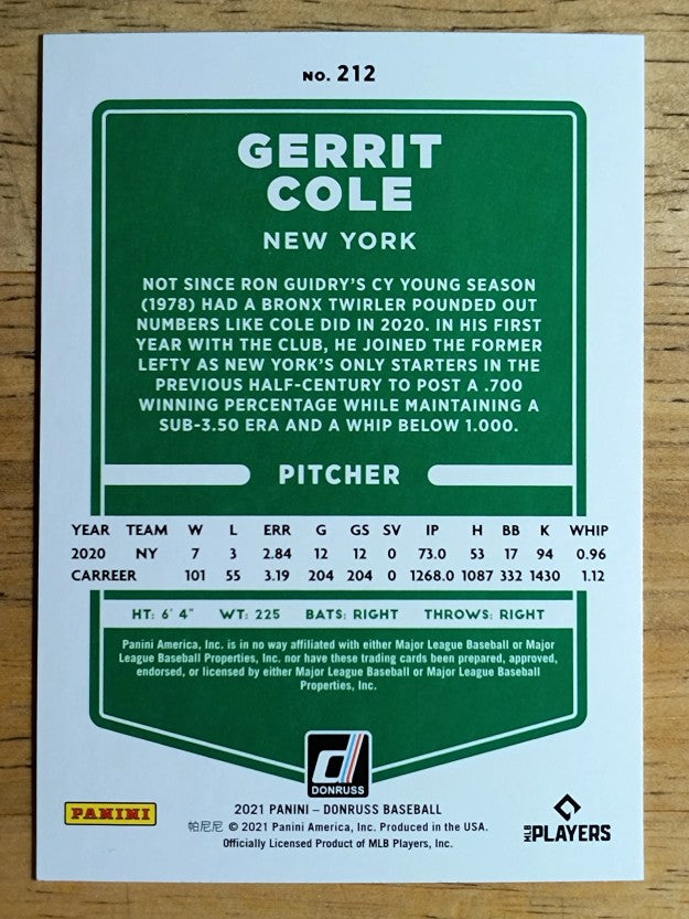2021 Donruss #212 Gerrit Cole