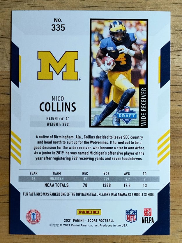 2021 Score #335 Nico Collins RC
