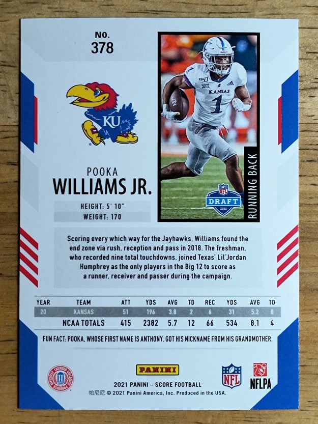2021 Score #378 Pooka Williams Jr. RC