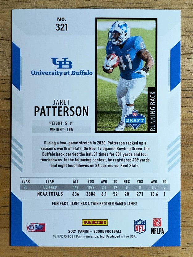 2021 Score #321 Jaret Patterson RC