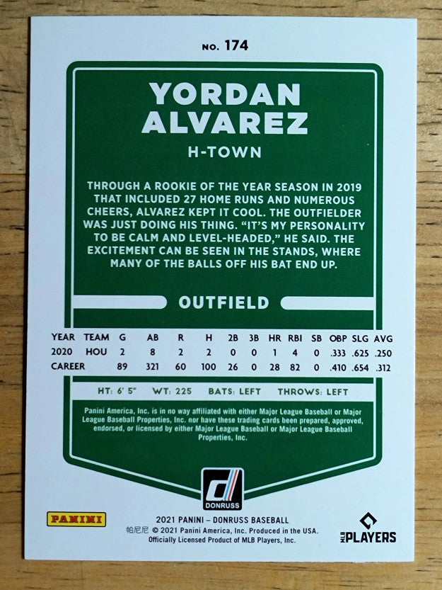 2021 Donruss Variations #174 Yordan Alvarez