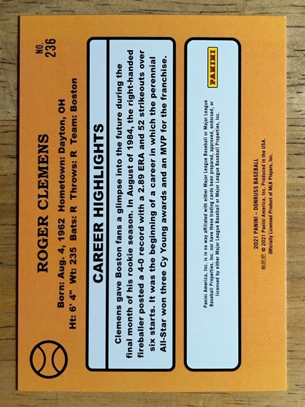 2021 Donruss Variations #236 Roger Clemens RETRO