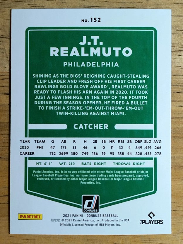2021 Donruss Holo Blue #152 J.T. Realmuto