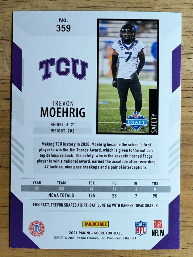 2021 Score #359 Trevon Moehrig RC