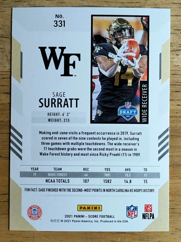 2021 Score #331 Sage Surratt RC