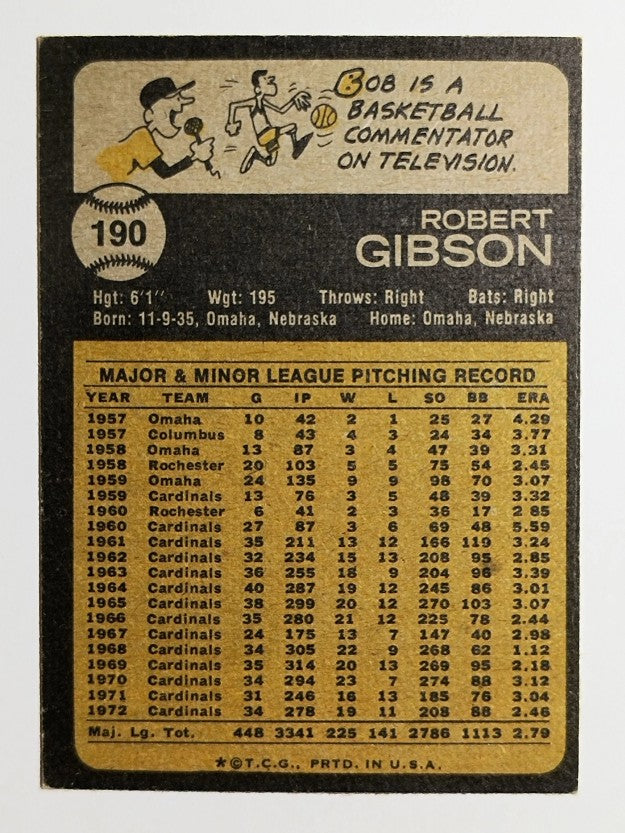 1973 Topps #190 Bob Gibson (EXMT)