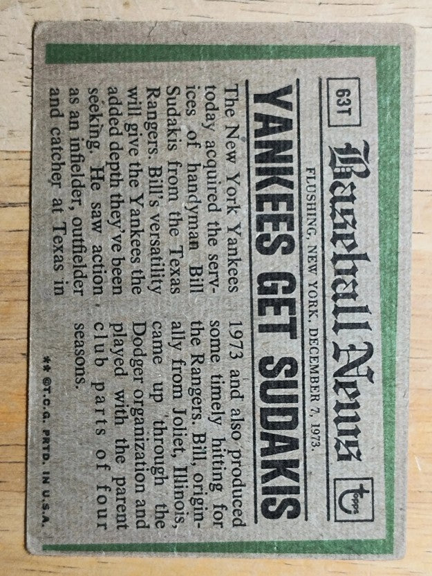 1974 Topps Traded #63T Bill Sudakis (POOR)