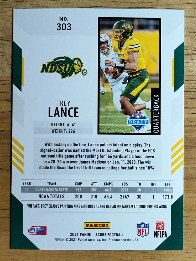 2021 Score #303 Trey Lance RC