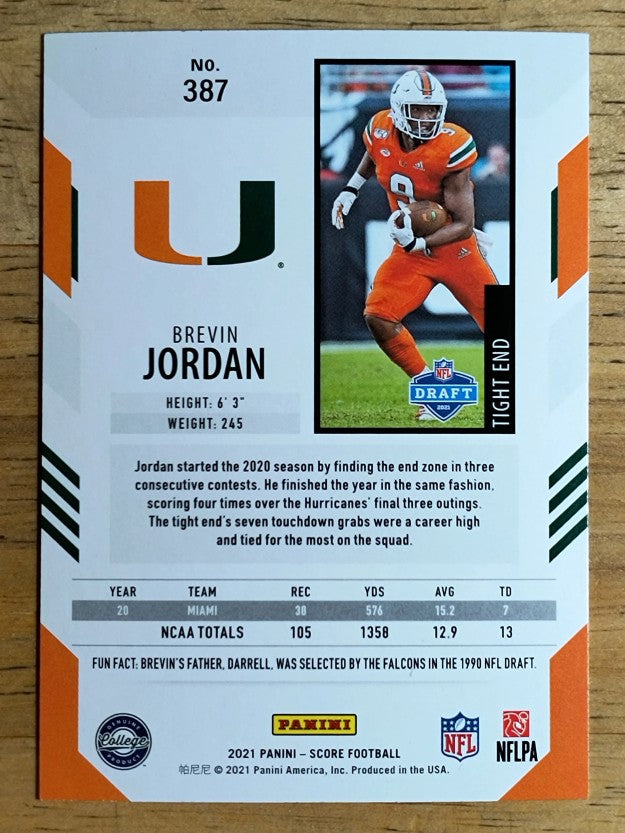 2021 Score #387 Brevin Jordan RC