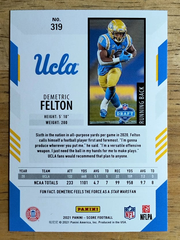 2021 Score #319 Demetric Felton RC