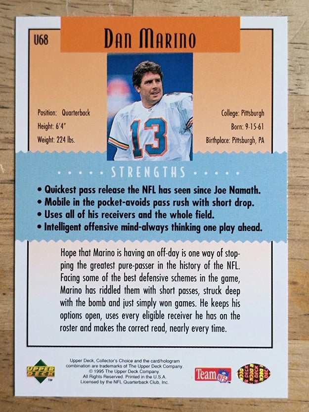 1995 Collector's Choice Update #U68 Dan Marino K