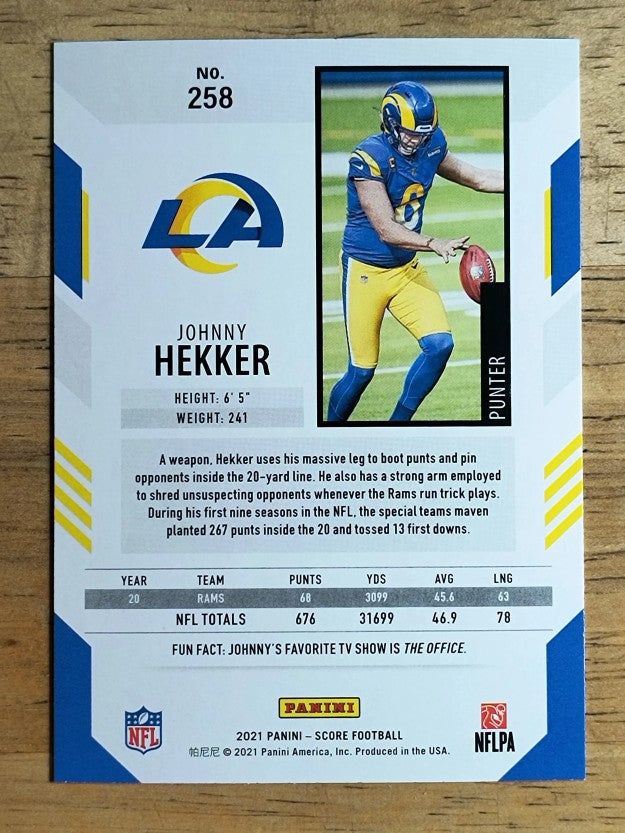 2021 Score #258 Johnny Hekker