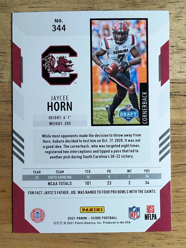 2021 Score #344 Jaycee Horn RC