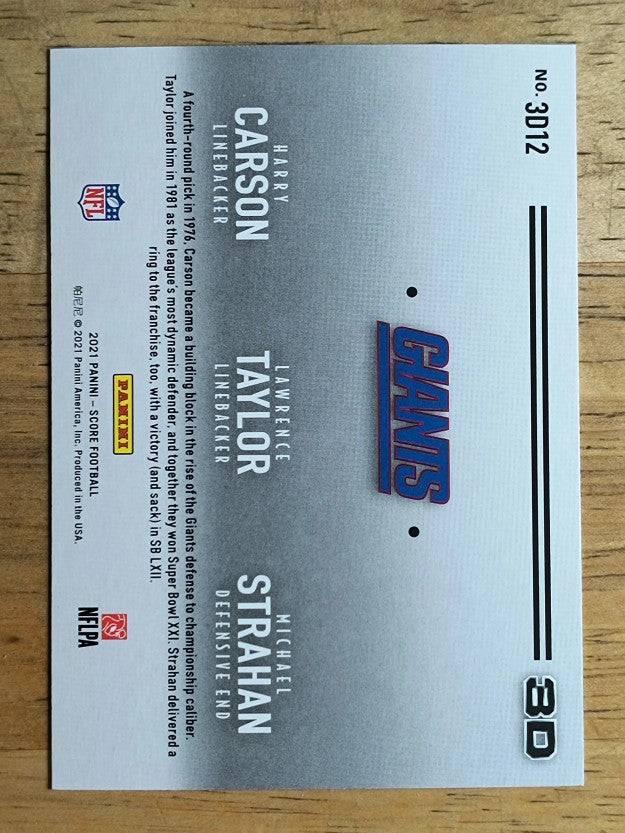 2021 Score 3D #12 Harry Carson/Lawrence Taylor/Michael Strahan