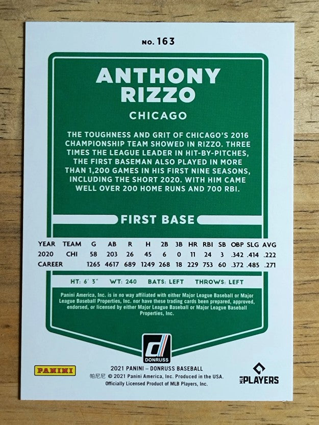 2021 Donruss #163 Anthony Rizzo