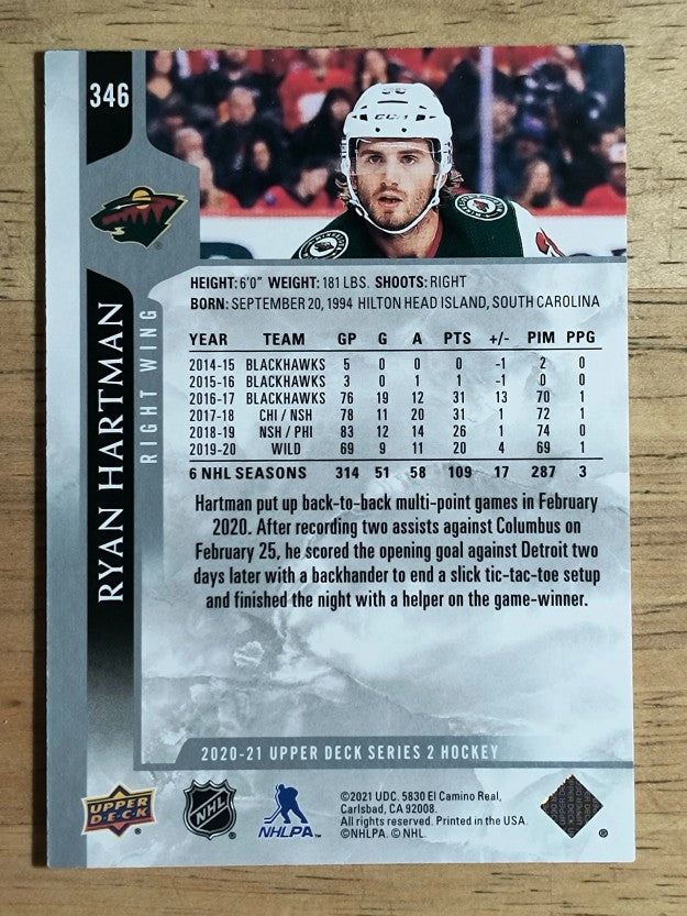 2020-21 Upper Deck #346 Ryan Hartman