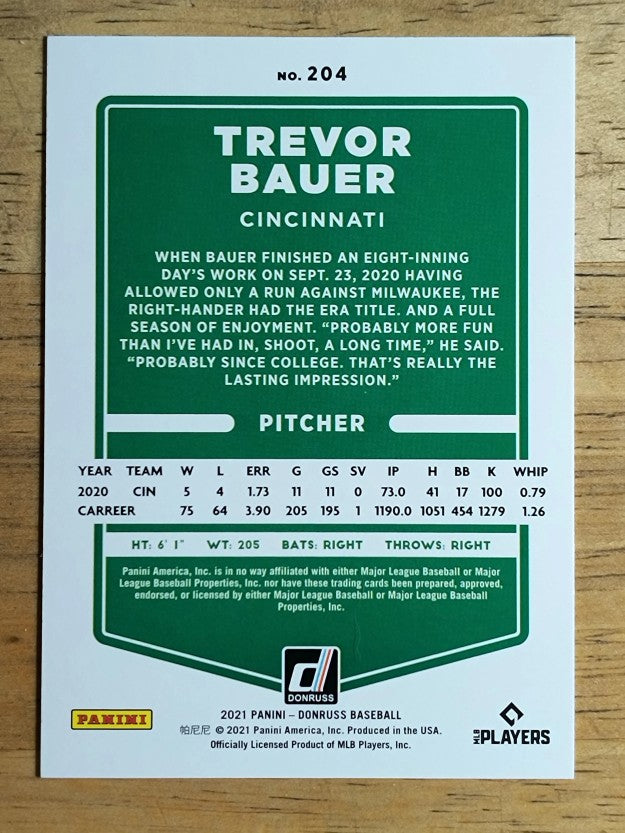 2021 Donruss #204 Trevor Bauer