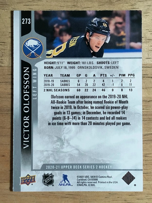2020-21 Upper Deck #273 Victor Olofsson