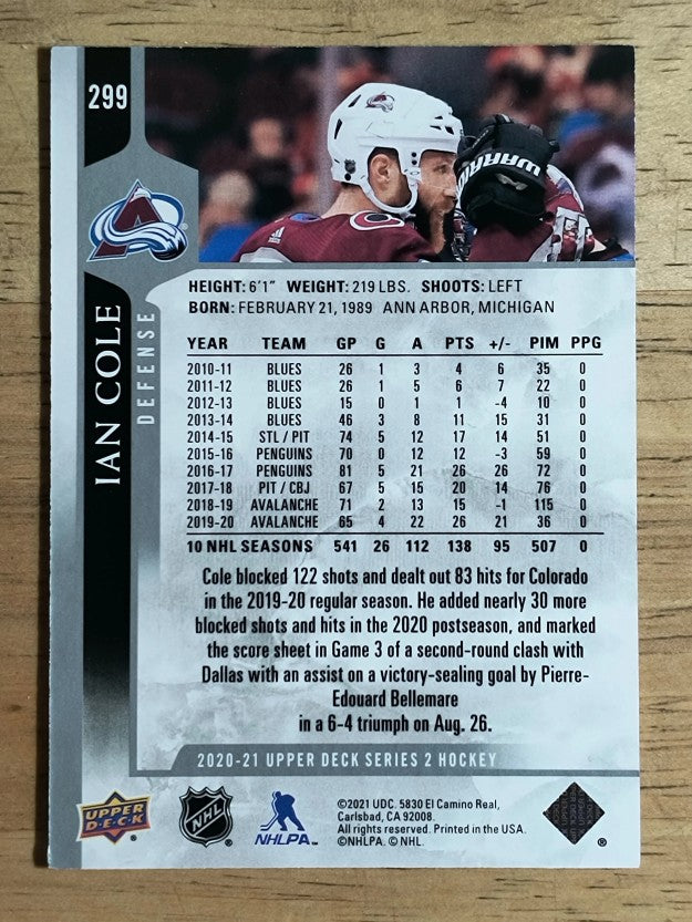 2020-21 Upper Deck #299 Ian Cole