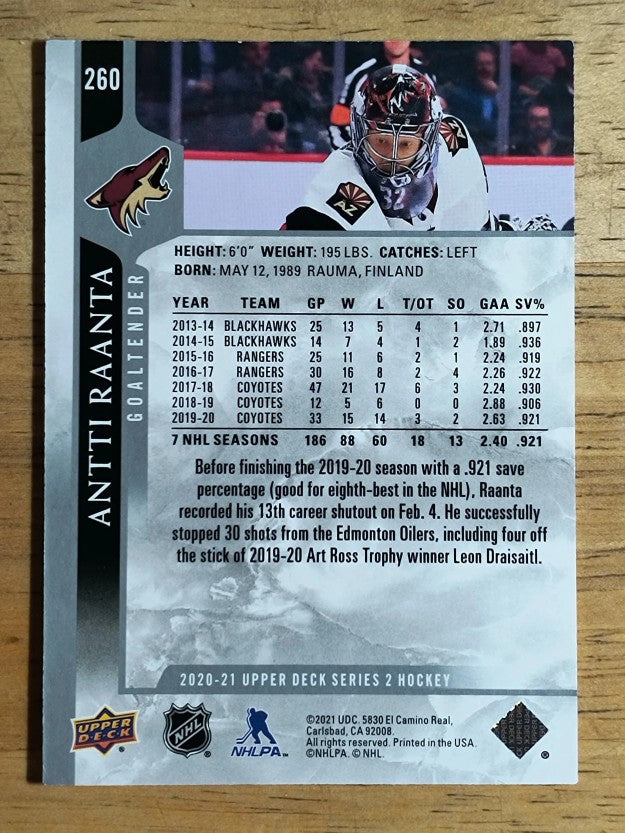 2020-21 Upper Deck #260 Antti Raanta