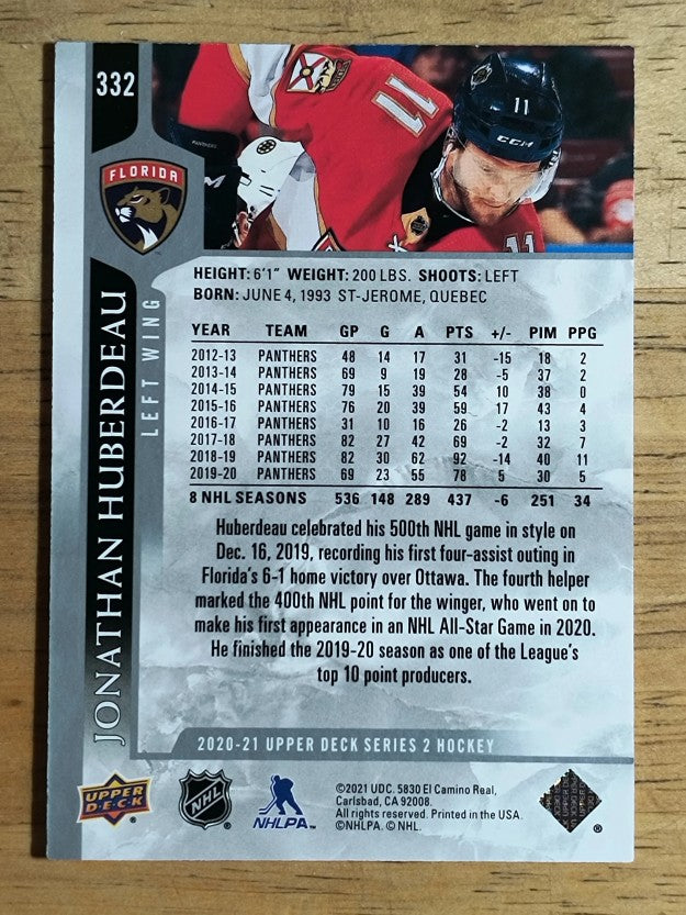 2020-21 Upper Deck #332 Jonathan Huberdeau