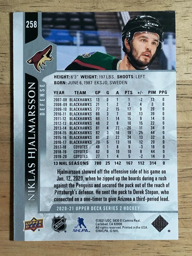 2020-21 Upper Deck #258 Niklas Hjalmarsson