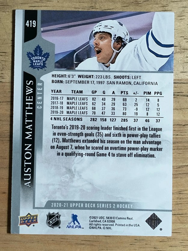 2020-21 Upper Deck #419 Auston Matthews