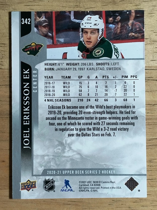 2020-21 Upper Deck #342 Joel Eriksson Ek