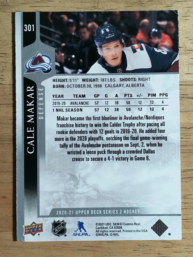 2020-21 Upper Deck #301 Cale Makar
