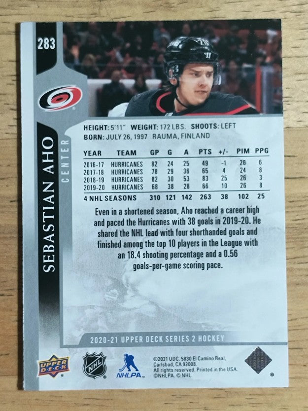 2020-21 Upper Deck #283 Sebastian Aho