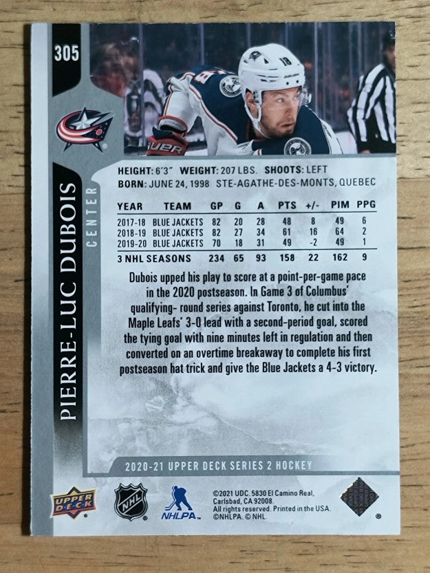 2020-21 Upper Deck #305 Pierre-Luc Dubois