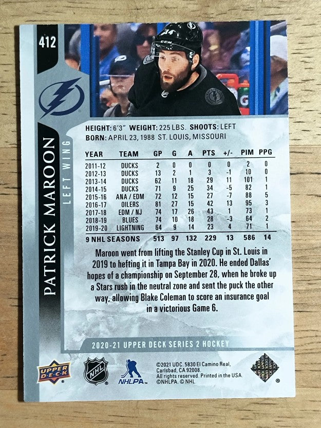 2020-21 Upper Deck #412 Patrick Maroon