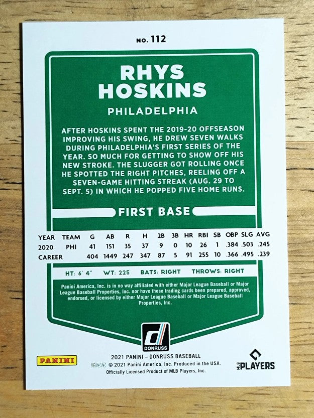 2021 Donruss #112 Rhys Hoskins