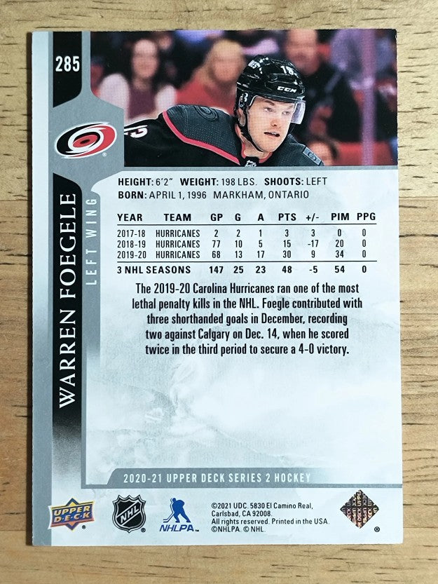 2020-21 Upper Deck #285 Warren Foegele