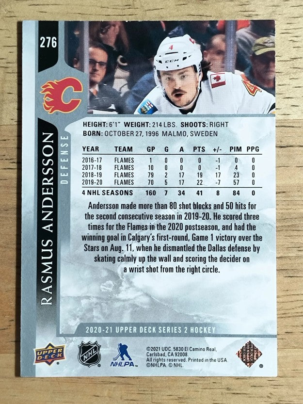 2020-21 Upper Deck #276 Rasmus Andersson