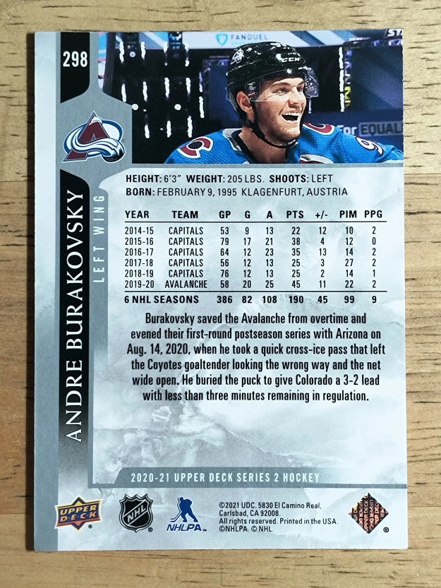 2020-21 Upper Deck #298 Andre Burakovsky
