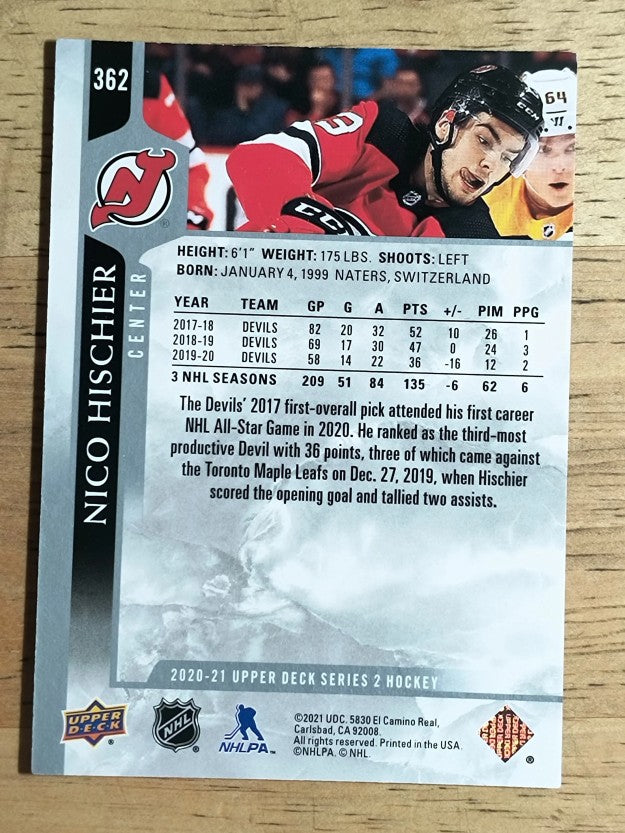 2020-21 Upper Deck #362 Nico Hischier