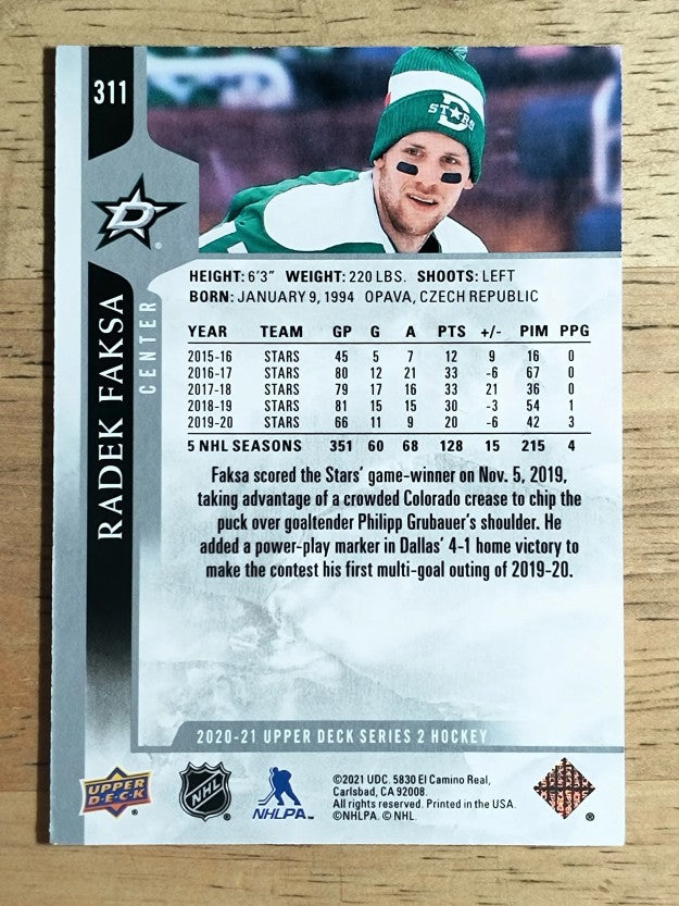 2020-21 Upper Deck #311 Radek Faksa