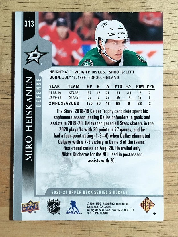 2020-21 Upper Deck #313 Miro Heiskanen