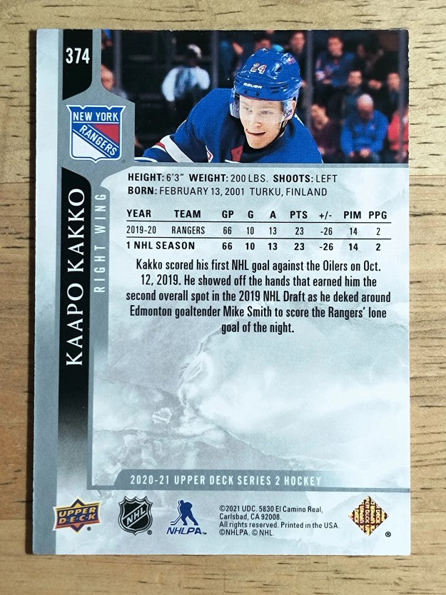 2020-21 Upper Deck #374 Kaapo Kakko